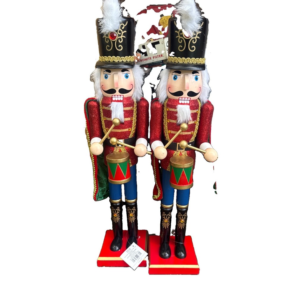 24" Tall Nutcracker Soldiers Lot Of 2 Vintage Christmas Decor